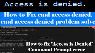 Access is Denied हिंदी  How to Fix cmd access denied cmd access denied problem solve [upl. by Siradal]