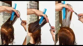 Long Bob Haircut Tutorial with Graduation amp Layers Curtain Bangs  Convex amp Concave Layering [upl. by Ycnuahc]