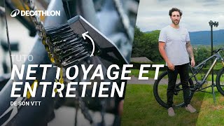 TUTO  Comment bien nettoyer et entretenir son VTT  Transmission chaîne 🚲 I Decathlon [upl. by Eyar]