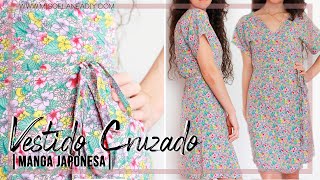 DIY VESTIDO  Cómo coser un VESTIDO CRUZADO con manga japonesa [upl. by Cumine]