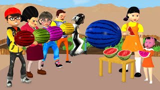 Scary Teacher 3D vs Squid Game Enlarge Rainbow Watermelon 5 Times Challenge Does Miss T To Win [upl. by Am]