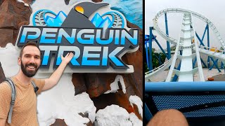 NEW Penguin Trek Rollercoaster Opens At SeaWorld Orlando Full POV [upl. by Lleroj]