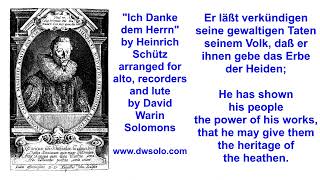 Ich danke dem Herrn by Heinrich Schütz arranged for alto recorders and lute [upl. by Aicemak574]