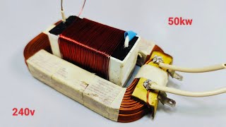 How to turn microwave coils into 50kw super strong generator at home Using Capacitor [upl. by Kerk]