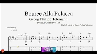 Bouree Alla Polacca by Georg Philipp Telemann with Guitar Tutorial TABs [upl. by Hadias]