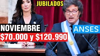 BONO OFICIALIZADO 120990 y 70000➕Doble Bono en Noviembre para Jubilados y Pensionados de ANSES [upl. by Helban]