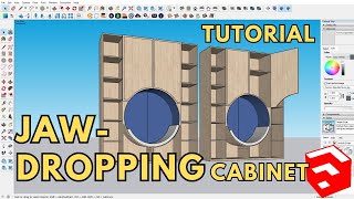 SKETCHUP TUTORIAL  HOW TO MAKE A JAW DROPPING CABINET  BENCH [upl. by Ail]