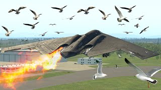 Northrop B2 Spirit Bomber Crashes Immediately After Takeoff Due To Bird Strike  XP11 [upl. by Featherstone439]