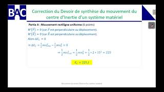 Terminale Scientifique  Correction de la partie A de lexercice de synthèse du mouvement dun point [upl. by Enoob701]