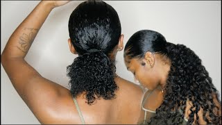 Slick Back Ponytail using CLIPINS on Natural Hair [upl. by Berrie789]