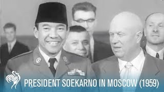 President Soekarno of Indonesia in Moscow 1959  British Pathé [upl. by Linette]