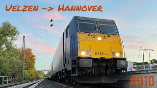 Führerstandsmitfahrt 010 Fahrt in den Sonnenuntergang  Uelzen  Hannover Hbf [upl. by Finn]