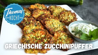 Griechische Zucchinipuffer mit Tzatziki  Kolokithokeftedes [upl. by Dis]