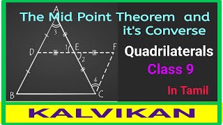 The Mid Point Theorem and its Converse in Tamil  Class 9 Quadrilaterals  Kalvikan [upl. by Chuah]