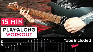 BEST 15 MIN PLAYALONG GUITAR WORKOUT Finger Exercises Alternate Picking Speed Timing [upl. by Walston958]