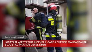 Locatarii afectați de incendiul care a cuprins mansarda unui bloc stau încă sub cerul liber [upl. by Eivla499]