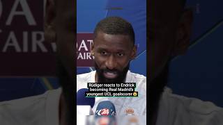 Rüdiger Reacts To Endrick Becoming Real Madrids Youngest Scorer In The UCL 🤩 [upl. by Nyledaj]