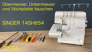 SINGER 14SH654 Messer und Stichplatte tauschen [upl. by Lananna699]