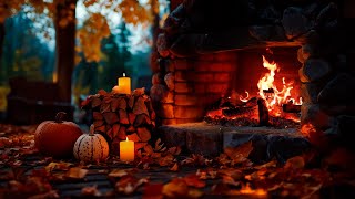 Relaxing by the autumn Fireplace 🔥 Crackling Fire Atmosphere with Burning Logs No Music ASMR [upl. by Say903]