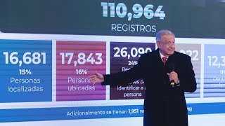 Gobierno alista reporte mensual de búsqueda de personas desaparecidas Conferencia presidente AMLO [upl. by Elianore]