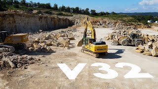 V32  Primary ExcavationBlock Splitting In Loimpe Quarry [upl. by Fisuoy]