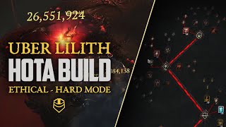 Kill Uber Lilth as HOTA Barb no gimmicks  Diablo 4 Hammer of the Ancients Echo of Lilith build [upl. by Durman]