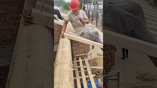 Nailing rafters to the roof process woodworking [upl. by Nyrehtak]