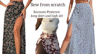 Maxi Skirt with High Slit Sewing Tutorial [upl. by Ehrman]