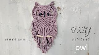 DIY macrame owl tutorial step by step hibou wall hanging pattern makramee eule búho mакраме сова [upl. by Ahcila206]