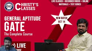 GATE 2025  General Aptitude  October 14th  Complete Course  Christy Varghese  Christys Classes [upl. by Gustaf645]