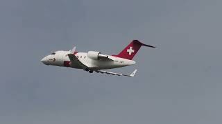 Bombardier Challenger 650 HBJWC takeoff at Zurich Airport [upl. by Zeni]