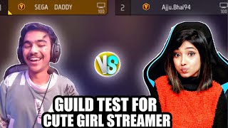 1 vs 1 With V Badge Youtuber😱 Guild Test For Cute Girl Streamer🥰  Garena free fire [upl. by Ahsimrac]