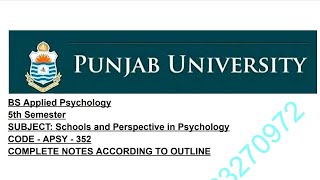 BS Applied Psychology  Schools and Perspective  Apsy352  Complete Notes Acc to Outline pu [upl. by Garrott]