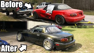 LS Swapped Miata Build Documentary Resurrection From Start To Finish Turbo Beater to V8 Beauty [upl. by Ogires]