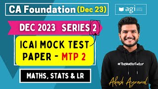 18 Maths MTP Series 2 Dec 2023  CA Foundation Maths Stats LR  Mock Test Paper 1 Dec 2023  Akash [upl. by London705]