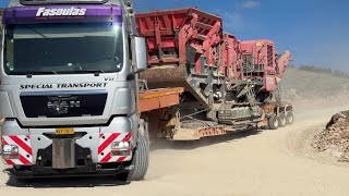 Transporting Two Terex And Extec Mobile Impact Cruchers  Fasoulas Heavy Transports  4K [upl. by Buehrer91]