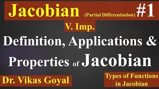 Jacobian 1 in Hindi Vimp  Definition  Applications  Properties  Partial Differentiation [upl. by Jarietta545]