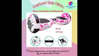 Hoverboard Skate Elétrico 65 Rosa Camuflado Led Bluetooth  Brinovar hoverboard [upl. by Jabez777]