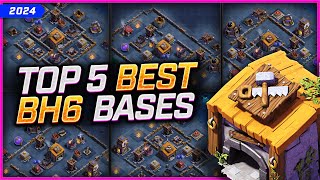 NEW BEST BH6 BASES Stage 12 😍 TOP 5 Builder Hall 6 Base Links for 2024  Clash of Clans [upl. by Yremrej770]