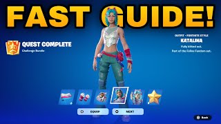 How To COMPLETE ALL FORTNITE MOBILE APP QUESTS CHALLENGES in Fortnite Katalina Skin Quests Guide [upl. by Ysset]