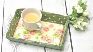 How to decorate a wooden tray  decoupage tutorial  DIY By Catherine [upl. by Janerich]