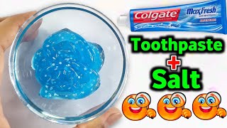 TESTING TOOTHPASTE AND SALT SLIME🤔👅🎧 How to make Slime with Colgate Toothpaste and salt ASMR [upl. by Encratia]