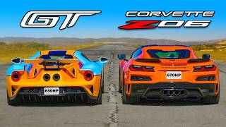 Ford GT v Corvette Z06 DRAG RACE [upl. by Rases]