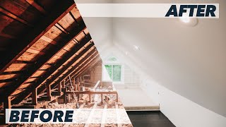 Incredible Attic Transformation in 5 Min  Timelapse DIY Attic Loft Renovation [upl. by Filmore]