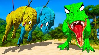 Tyrannosaurus Rex Color Pack amp LVL 40 vs Team Spinosaurus  Jurassic World Evolution Dinosaurs Fight [upl. by Alicul668]