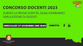 Concorso docenti 2023 subito la prova scritta quali domande Simulazione di quesiti [upl. by Michelsen]