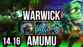 WARWICK vs AMUMU JGL  Rank 7 Warwick 14416  NA Master  1416 [upl. by Ainomar78]