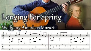 Longing For Spring  W A Mozart  Fingerstyle Guitar  TAB [upl. by Nivlad]