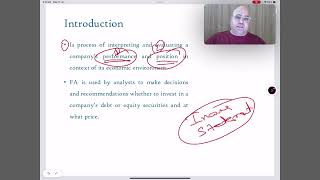 Introduction To Financial Statement Analysis  Part 1  CFA Level 1  2024 [upl. by Ecnatsnoc]