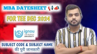 🎓 IGNOU MBA December 2024 Exam Datesheet Out  Full Details with Shuvam Sir on IGNOU PATHWAYS 📅 [upl. by Lihcox103]